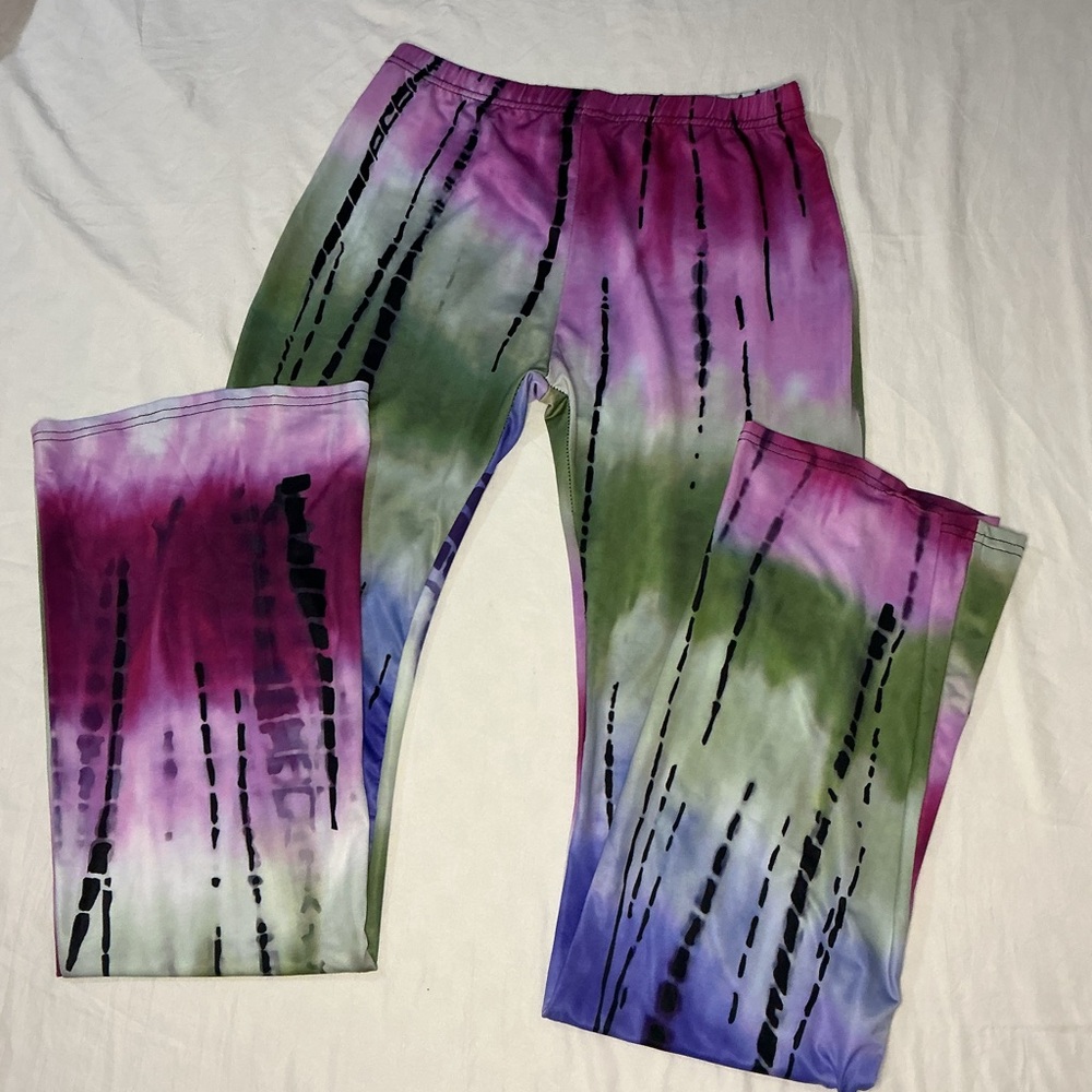 SHEIN Purple Green Blue Tie-Dye Leggings